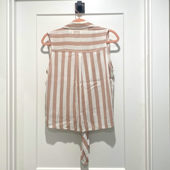 VIXBE Almila Tie Front Top, M, Beige/Light Pink - Picture 2 of 6